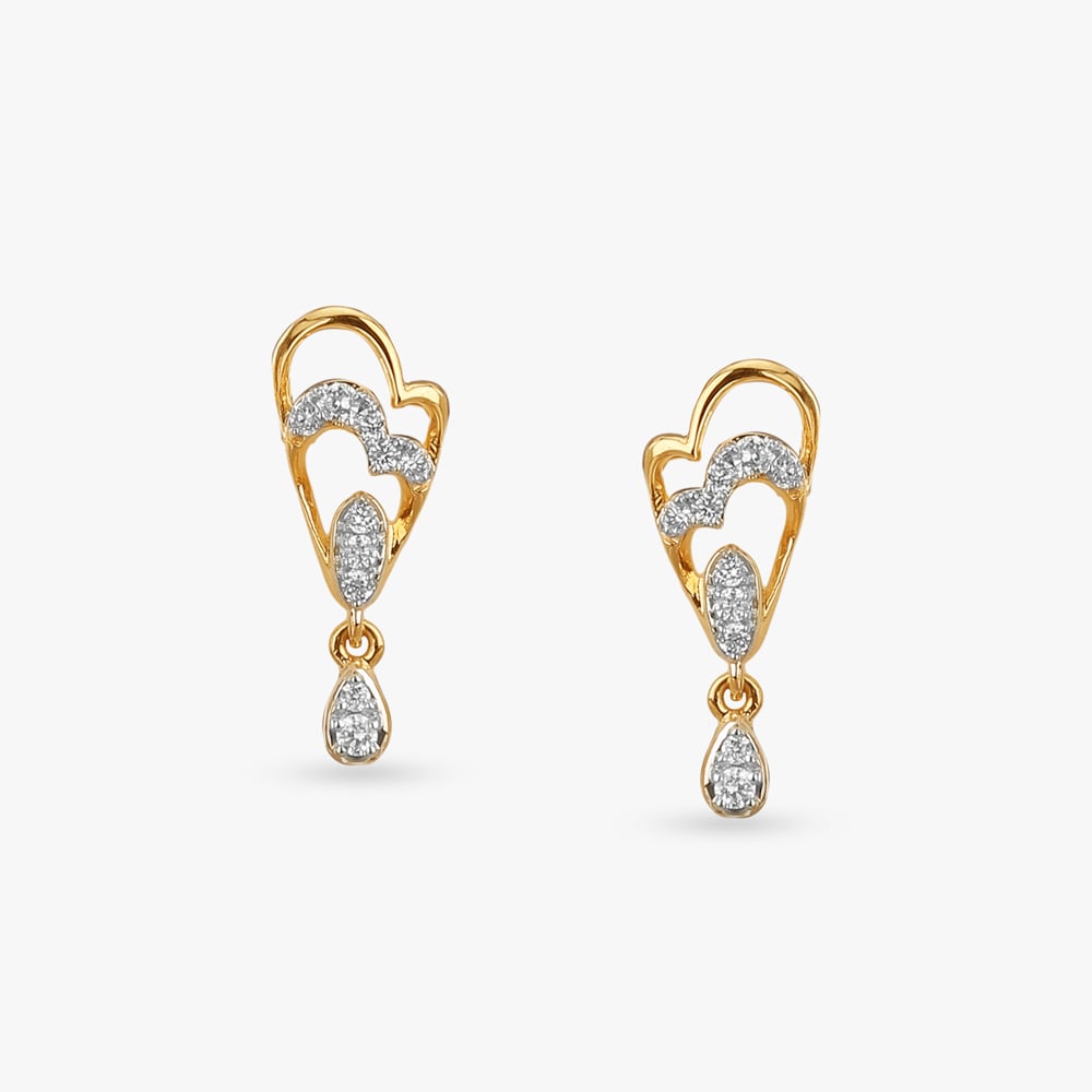 

Twinned Hearts Diamond Drop Earrings