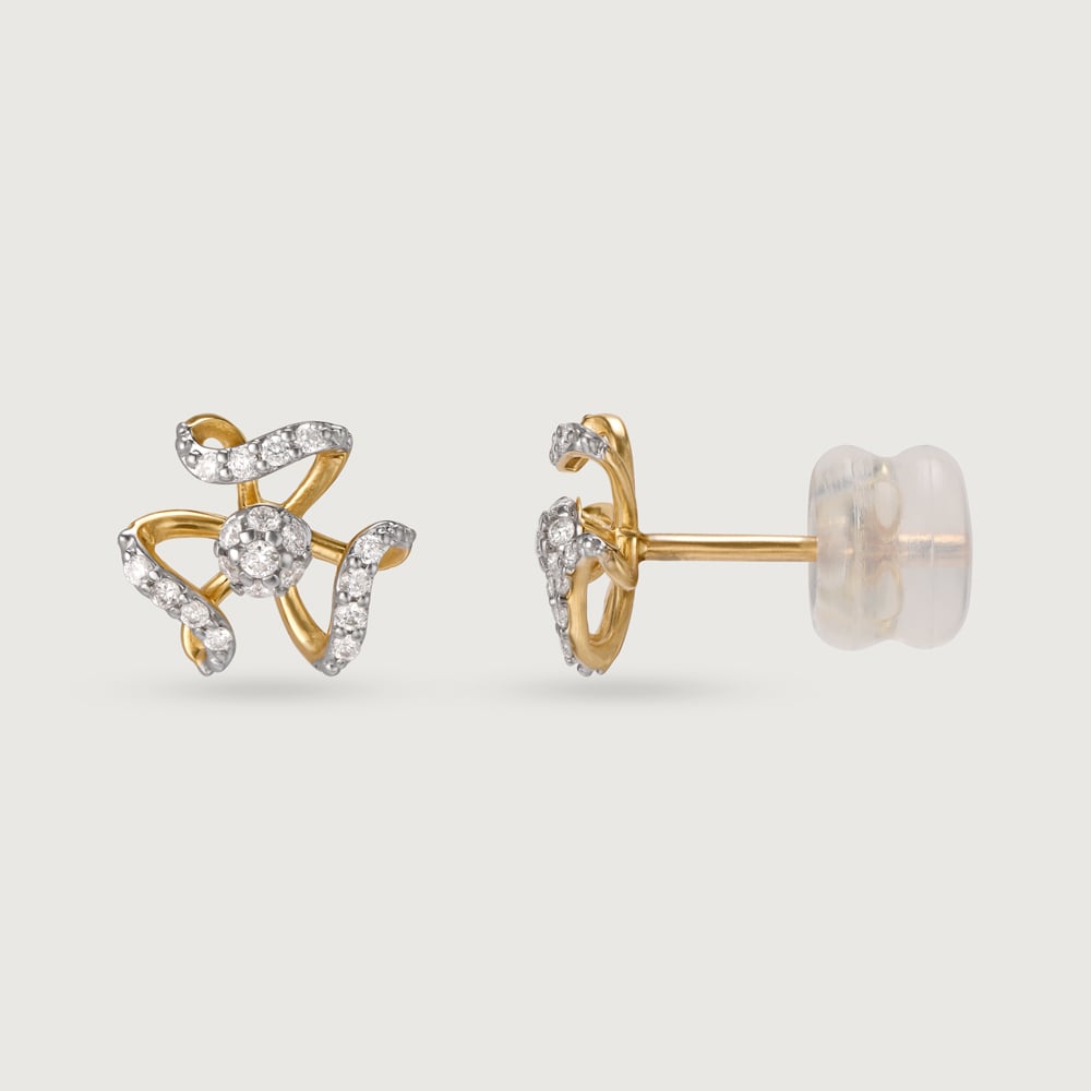 14KT Yellow Gold Diamond Stud Earrings,,hi-res image number null