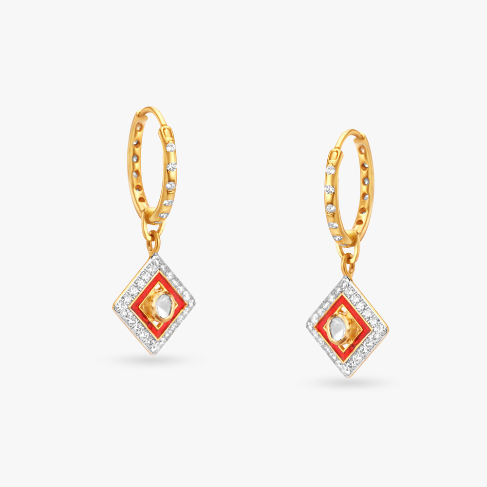 Minimal Polki Diamond Hoop Earrings,,hi-res image number null