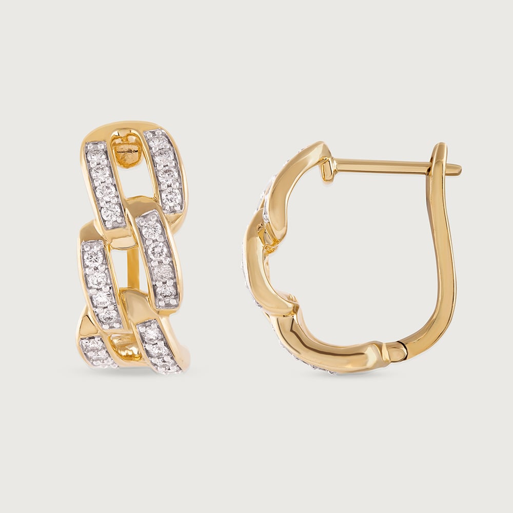 Twist Charm Gold & Diamond Hoop Earrings,,hi-res image number null