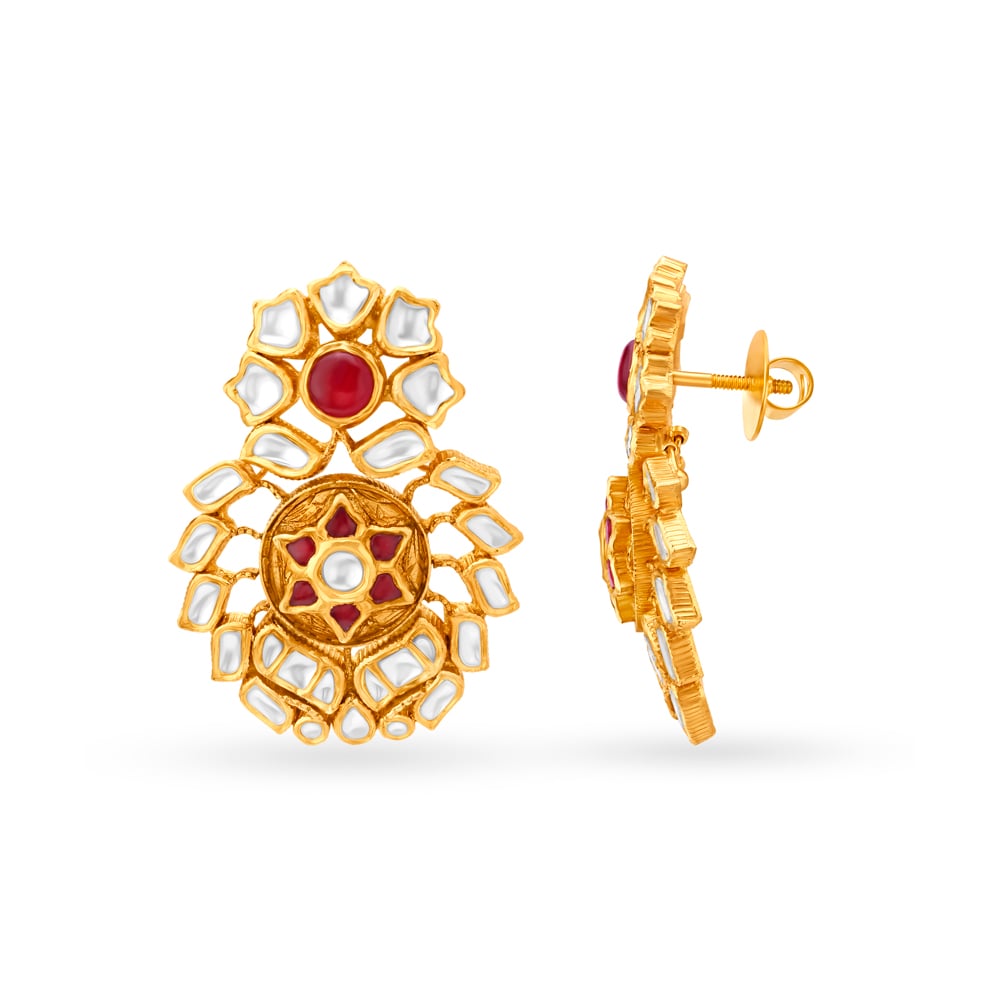 Luminous 22 Karat Yellow Gold Floral Drops,,hi-res image number null