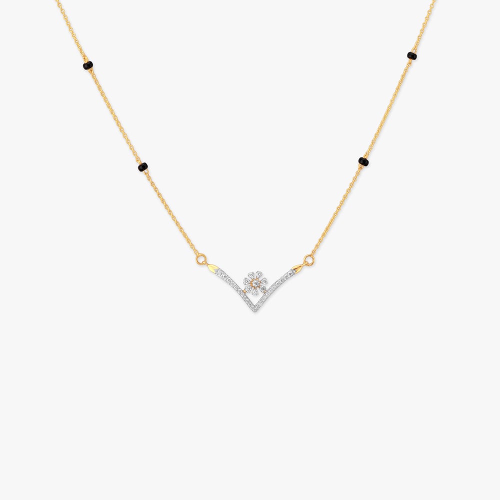 Chevron Bloom Diamond Mangalsutra,,hi-res image number null