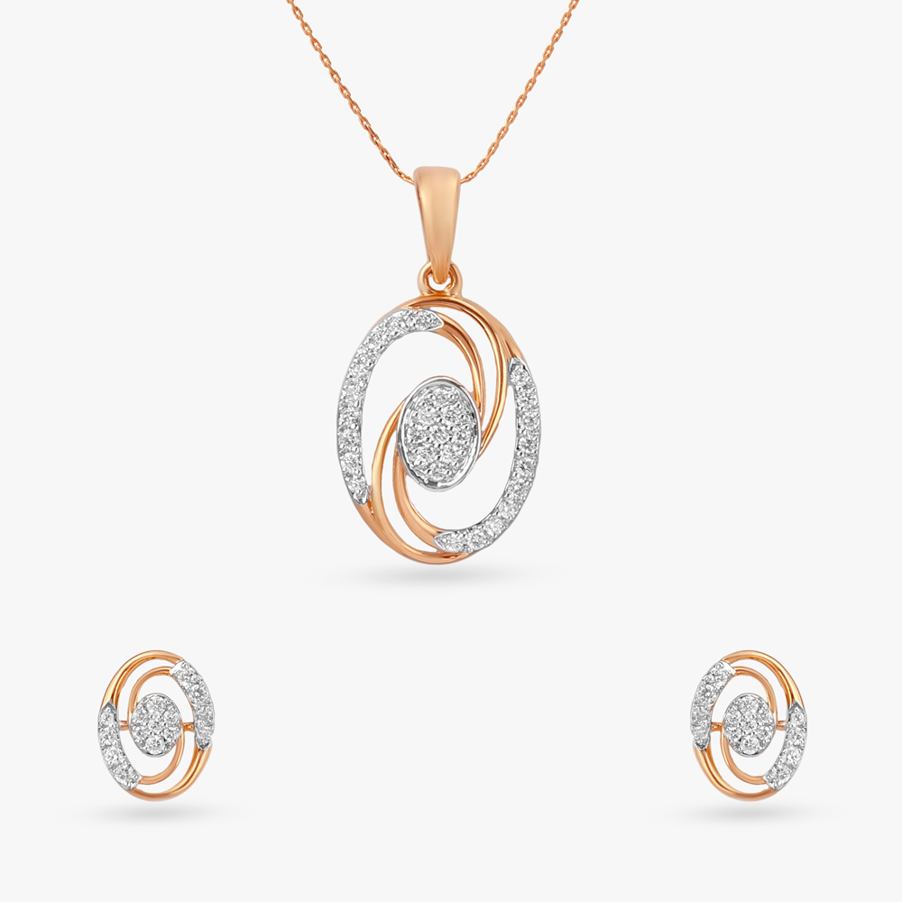 

Cosmic Swirl Diamond Pendant and Earrings Set
