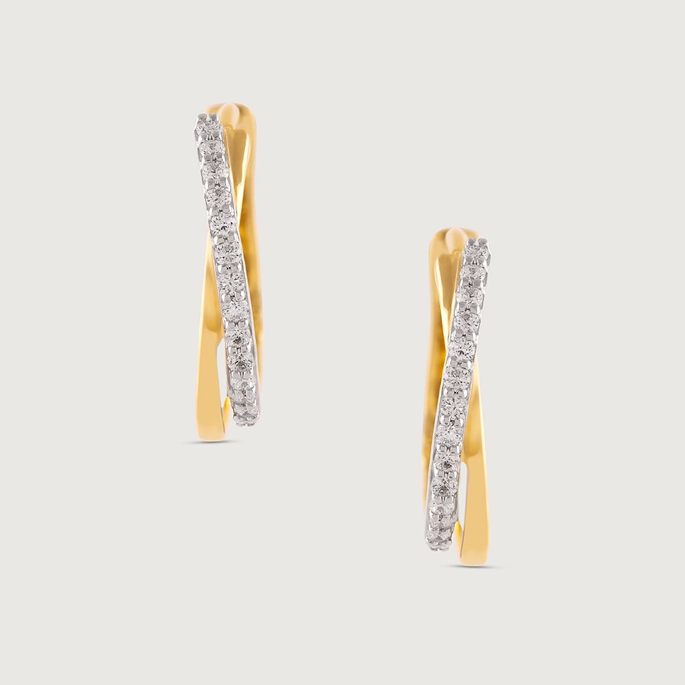 Sleek Iconic Gold & Diamond Hoop Earrings,,hi-res image number null