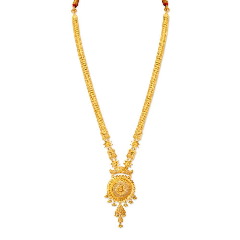Lustrous Yellow Gold Floral Disc Haaram,,hi-res image number null