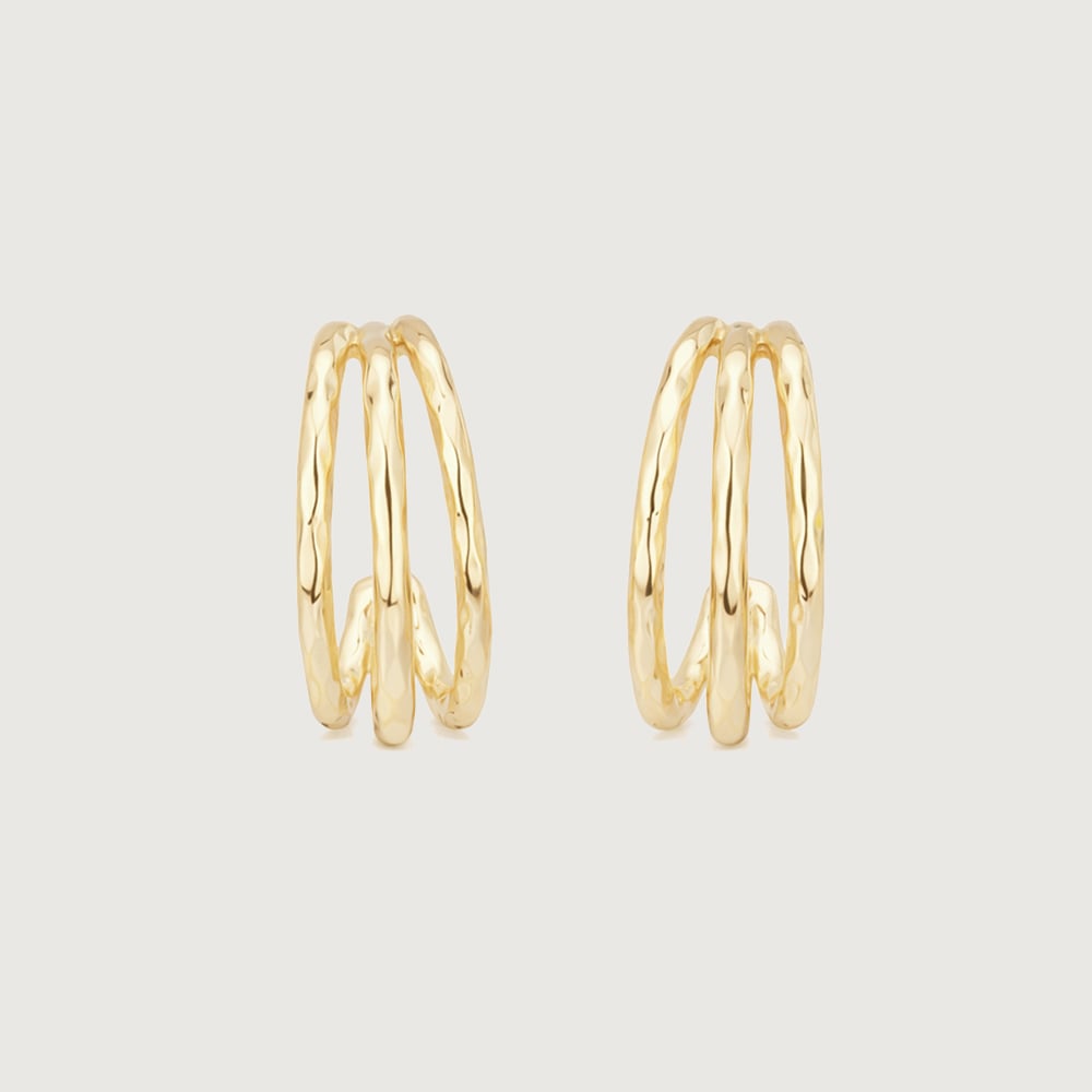 Triple Curve Gold Hoop Earrings,,hi-res image number null