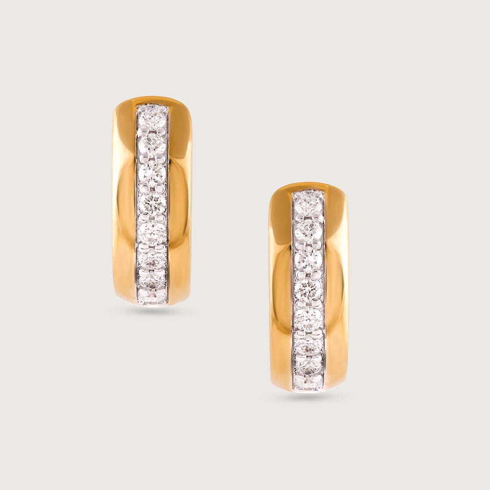 Geometric Chic Gold & Diamond Hoop Earrings,,hi-res image number null