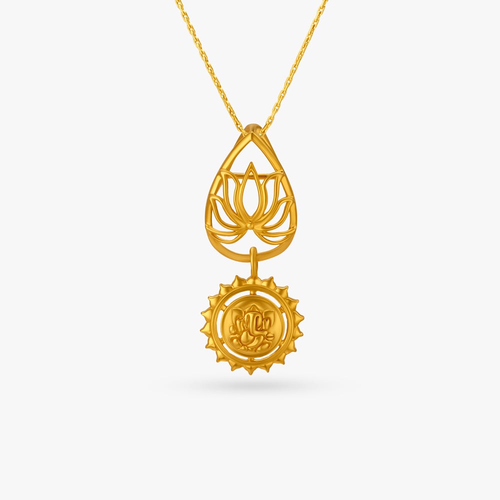 Charming Lord Ganesha Lotus Pendant,,hi-res image number null