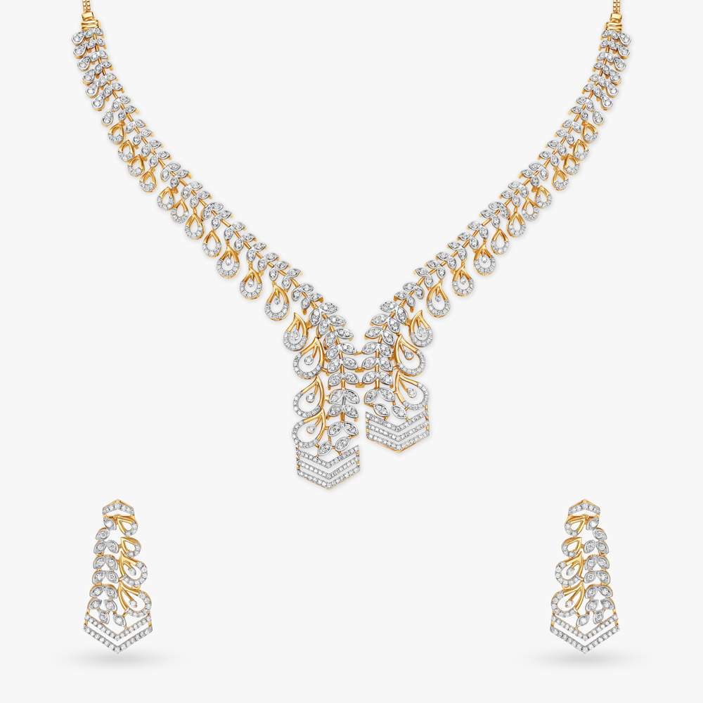 Dazzling Curves Natural diamond Necklace Set,,hi-res image number null