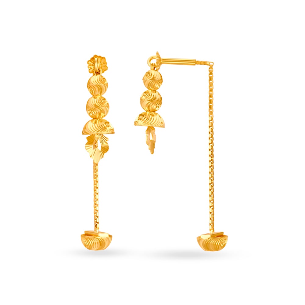 Beautiful Yellow Gold Floral Drop Earrings,,hi-res image number null
