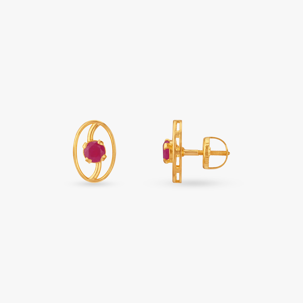 Minimal Oval Stud Earrings,,hi-res image number null