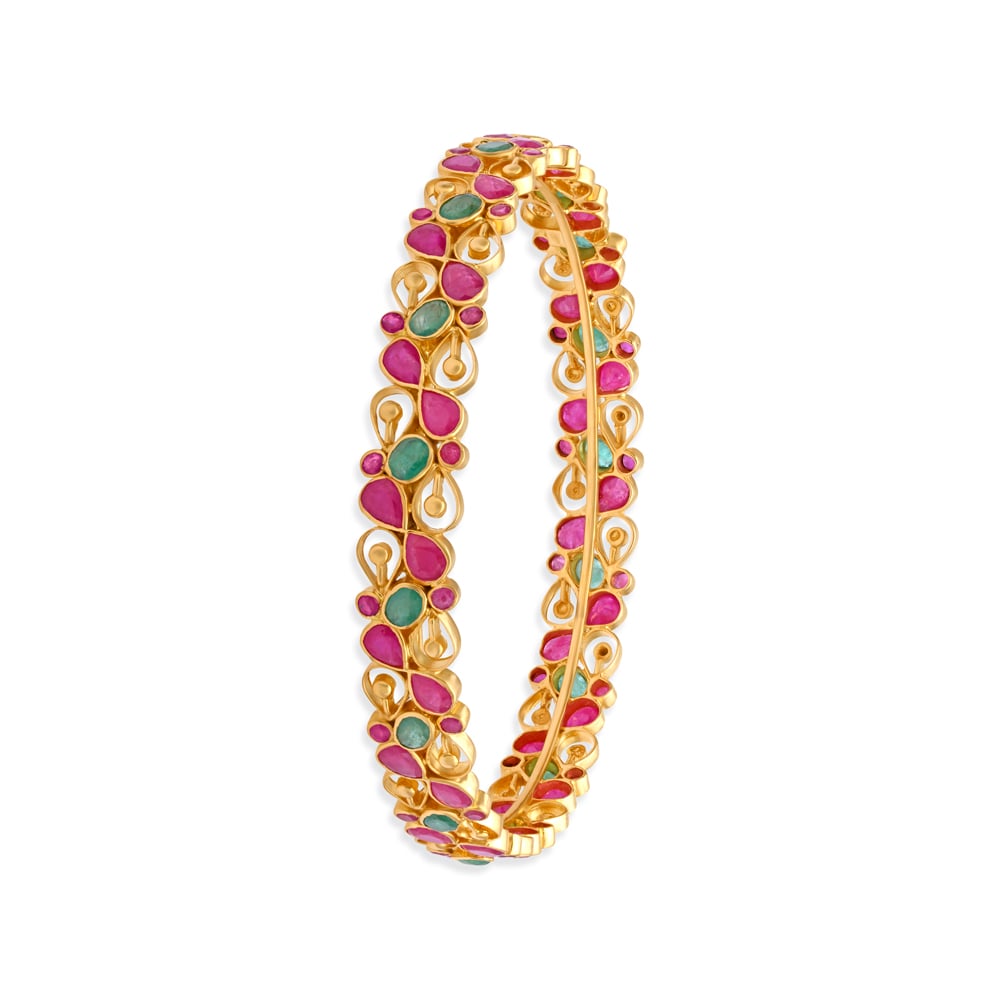 Flawless Emerald and Ruby Gold Bangle,,hi-res image number null