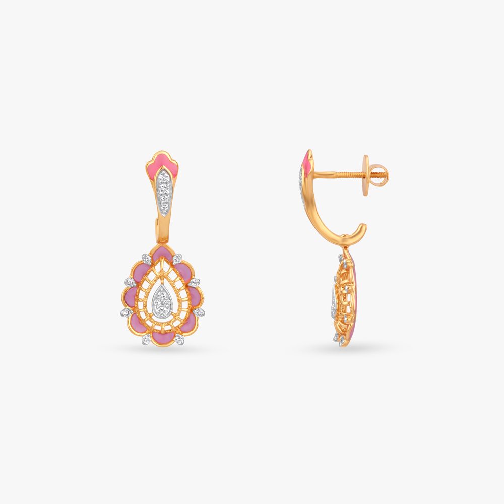 Blushing Petal Diamond Drop Earrings,,hi-res image number null