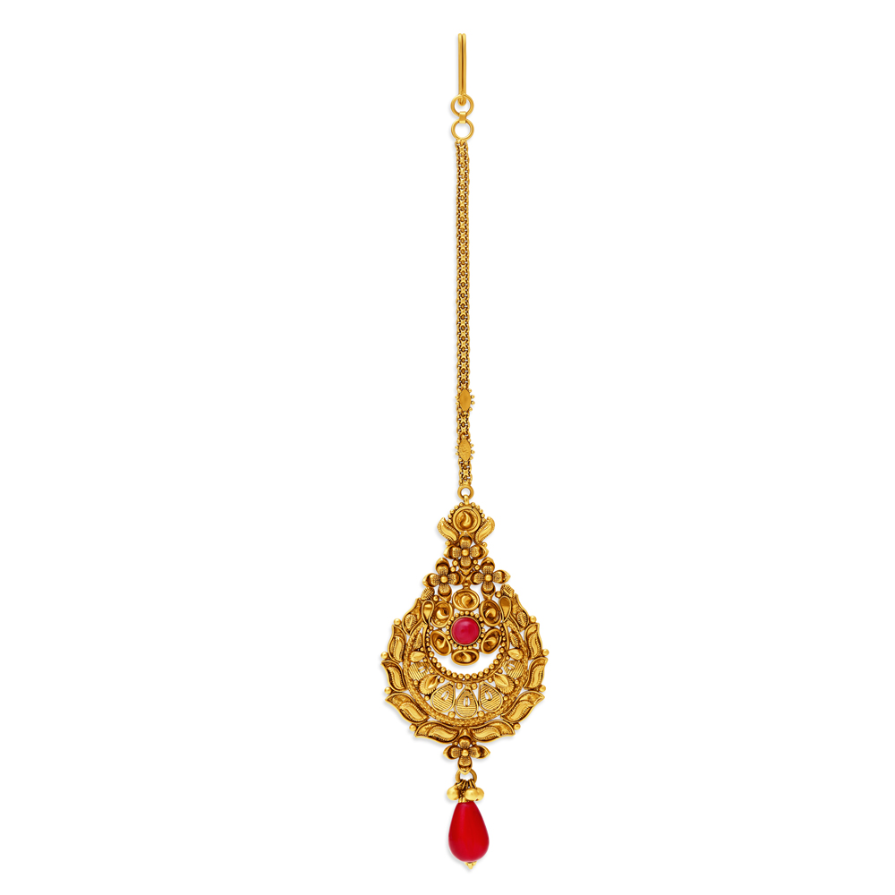 Antique Gold Maang Tikka for the Maharashtrian Bride