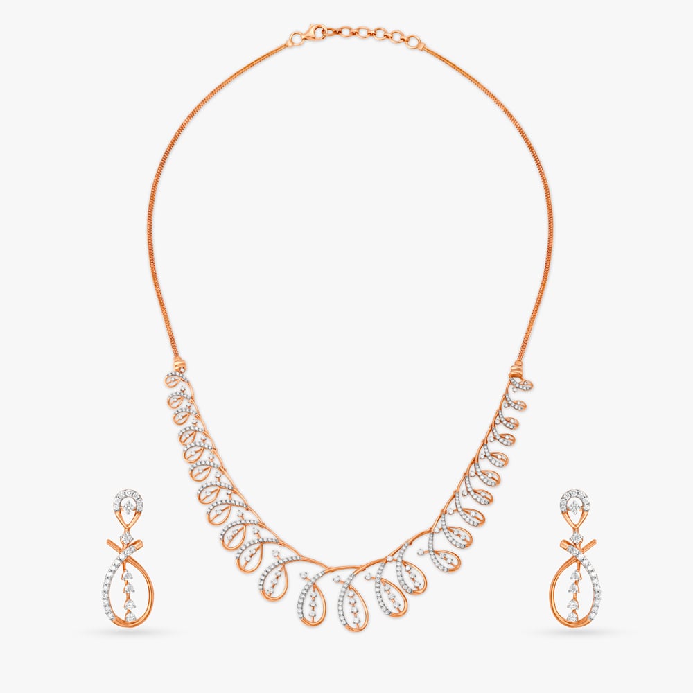 Dazzling Spirals Diamond Necklace Set