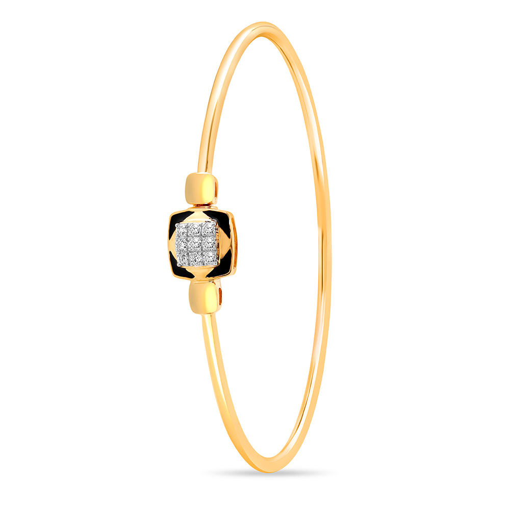 18KT Yellow Gold Abstract Glimmer Diamond Bangle,,hi-res image number null