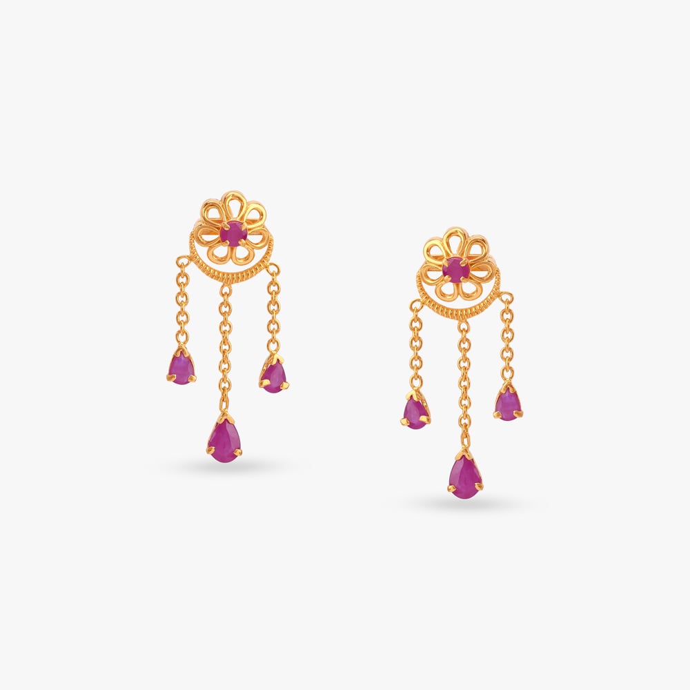 Ruby Drape Drop Earrings,,hi-res image number null