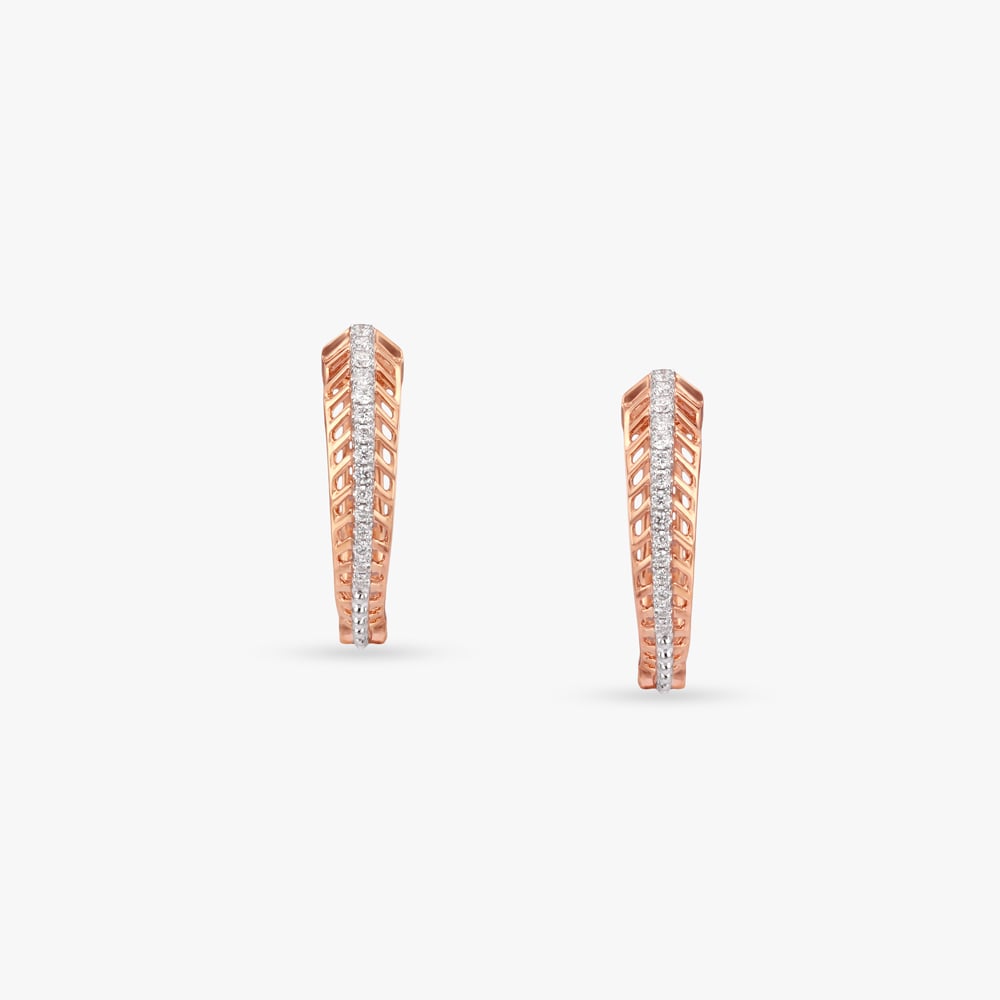 Chevron Spark Diamond Hoop Earrings,,hi-res image number null