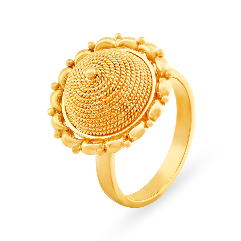 Alluring 22 Karat Gold Beaded Finger Ring