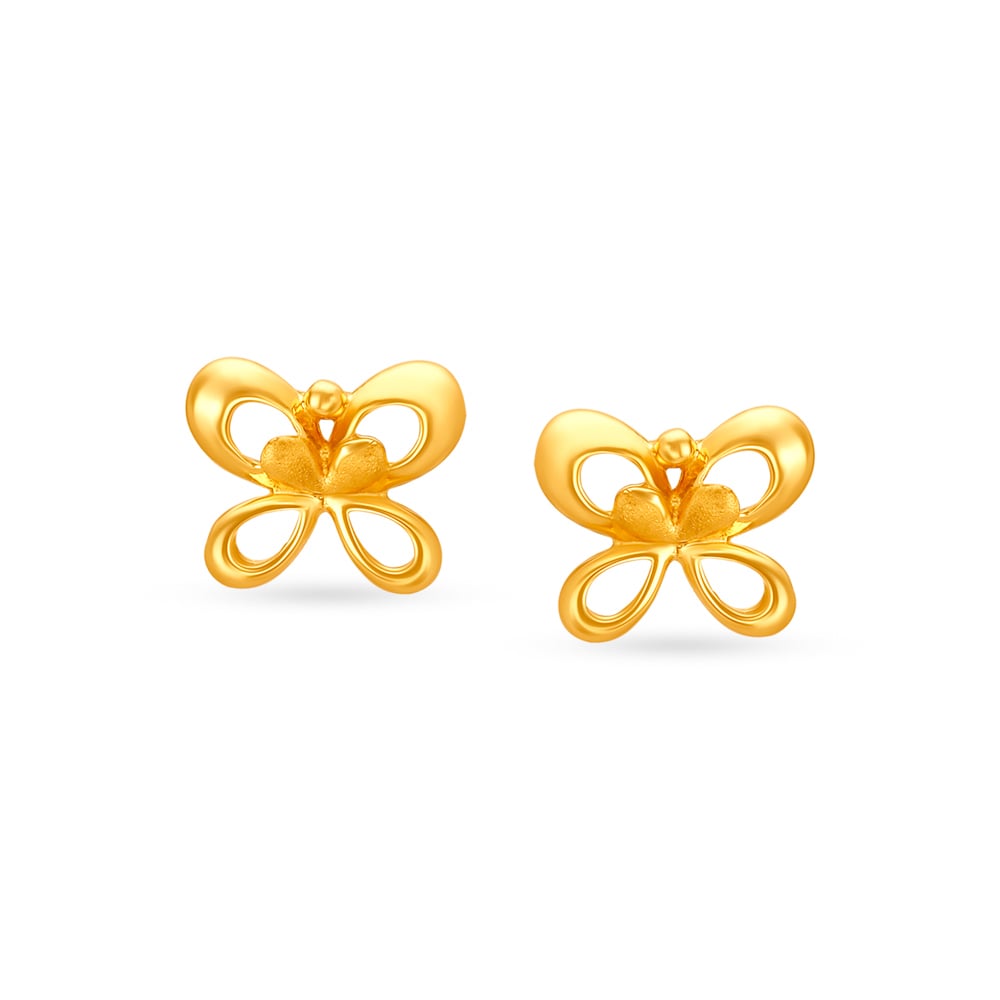 

Contemporary Gold Butterfly Stud Earrings For Kids