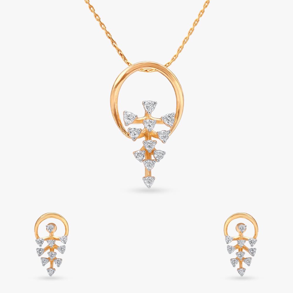 

Chic Branch Diamond Pendant and Earrings Set