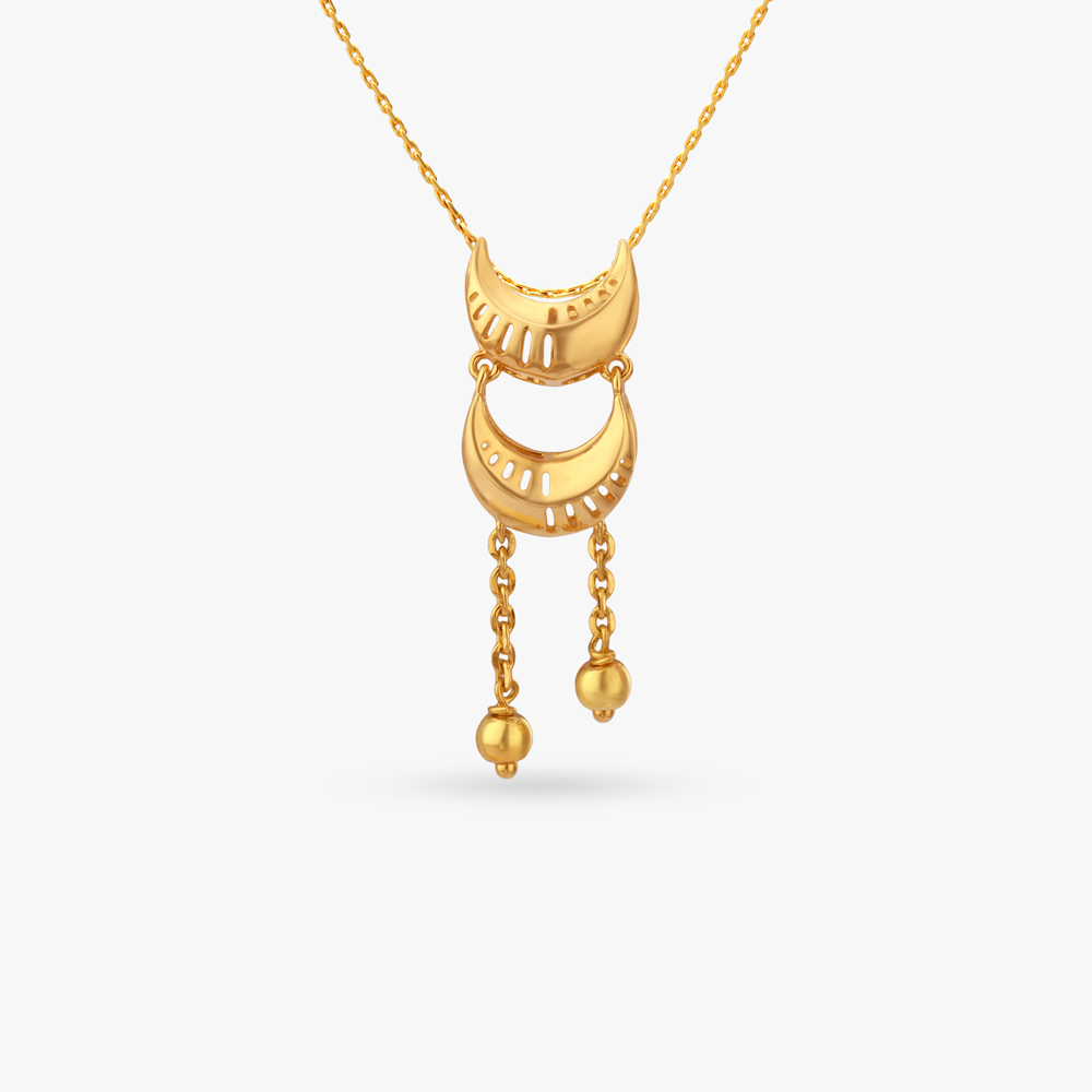 Crescent Grace Gold Pendant and Earrings Set,,hi-res image number null