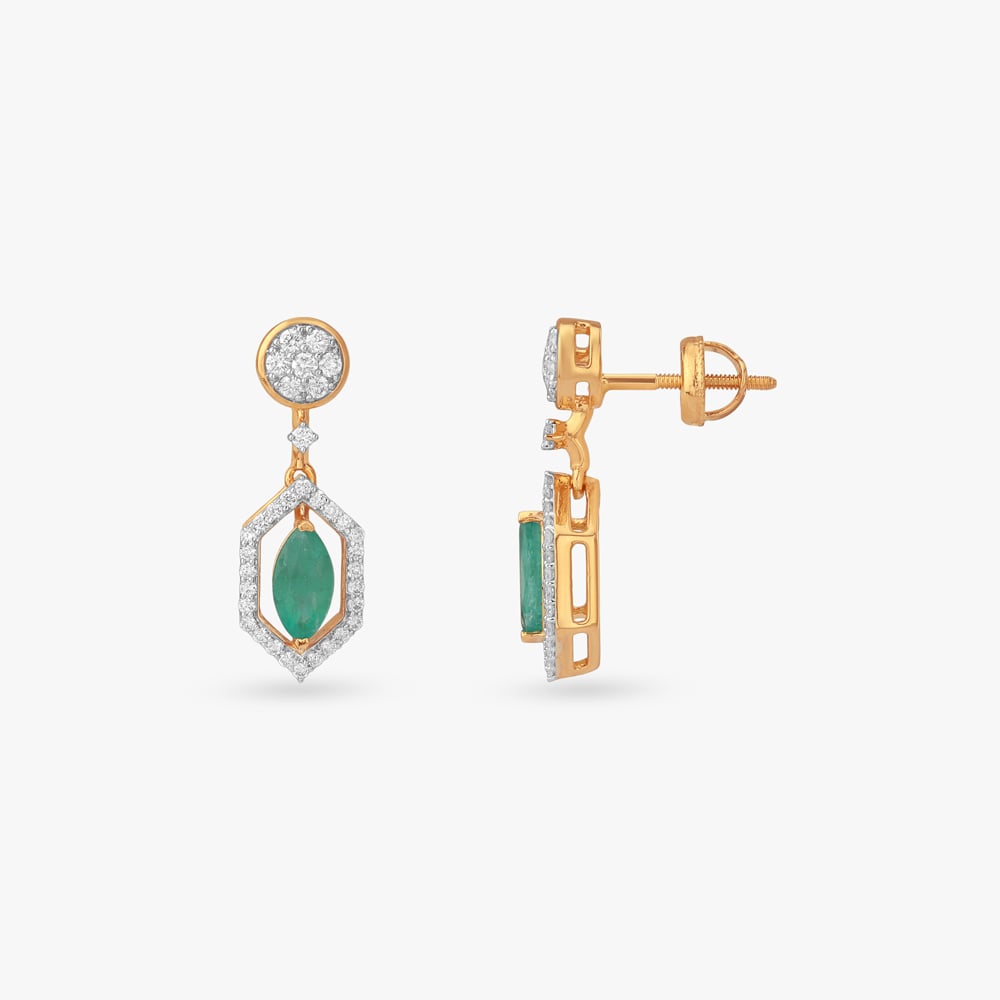 Verdant Halo Diamond Drop Earrings,,hi-res image number null
