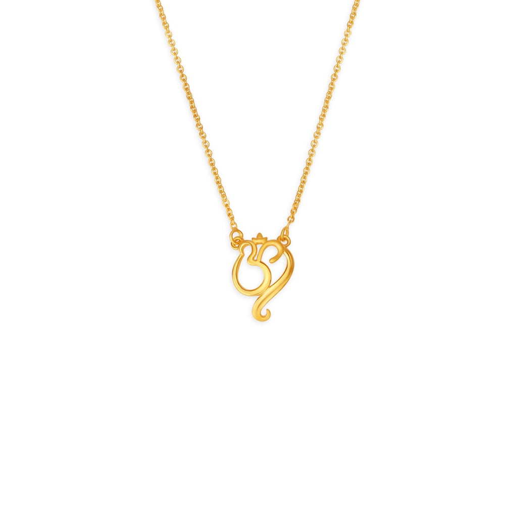 Attractive Om Gold Pendant with Chain for Kids,,hi-res image number null
