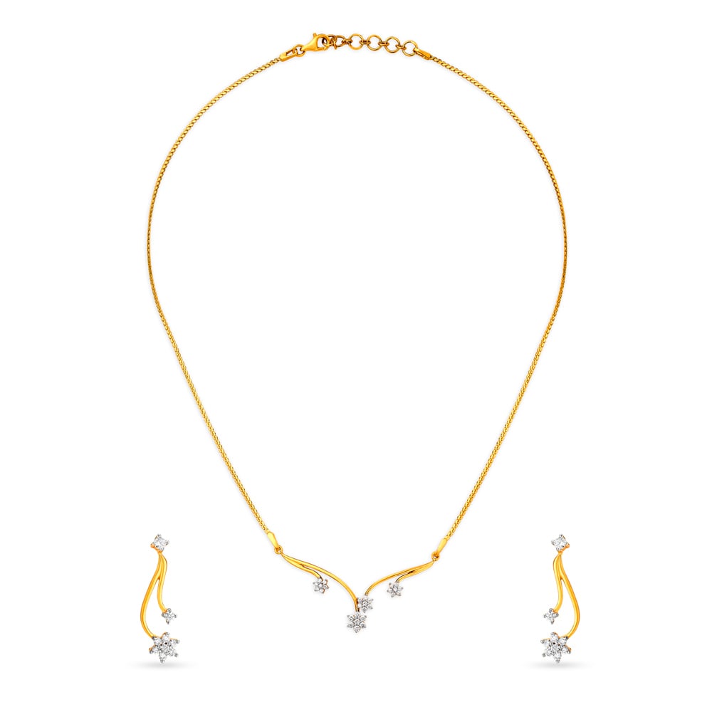 Sublime Floral Gold and Diamond Necklace Set