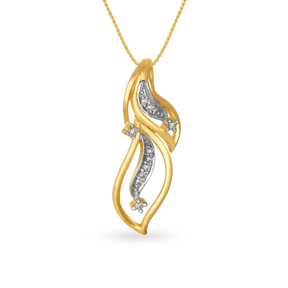 Leaf Inspired Gold and Diamond Pendant,,hi-res image number null