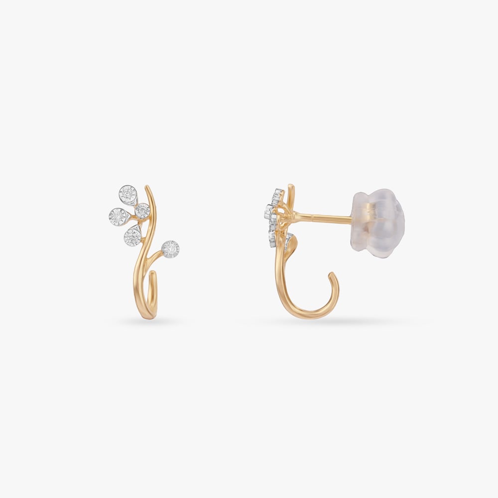 Vine Curve Diamond Hoop Earrings,,hi-res image number null