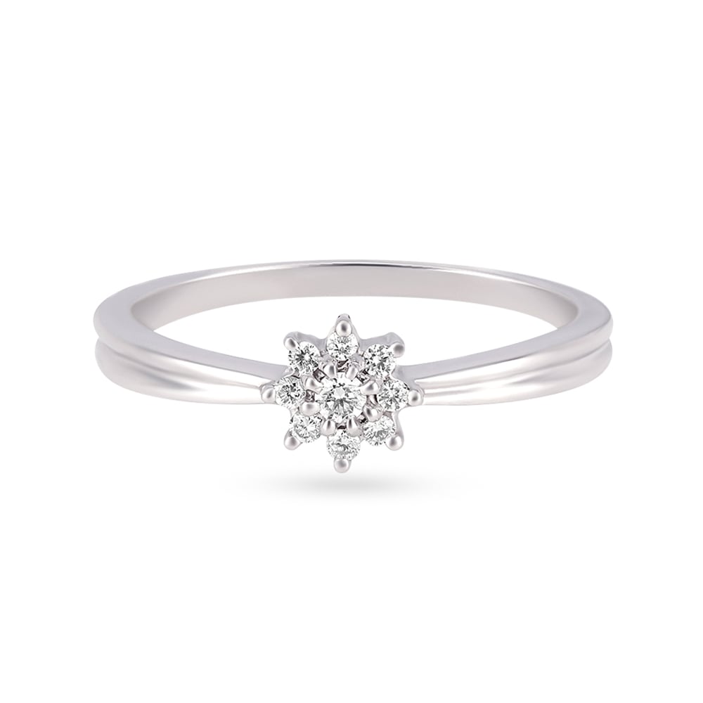 Dazzling 950 Karat Platinum And White Gold And Diamond Floral Ring,,hi-res image number null