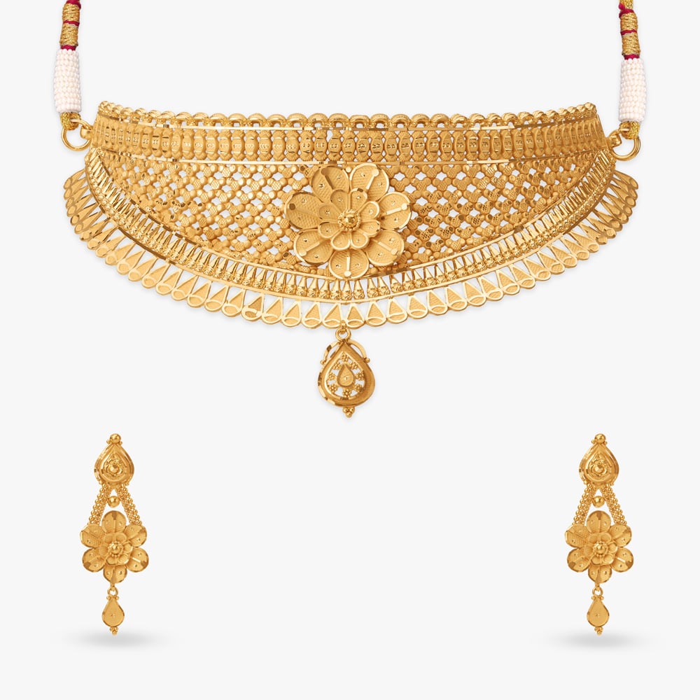 Heritage Floral Gold Necklace Set,,hi-res image number null