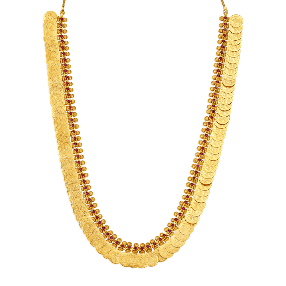Traditional Ruby Embellished Gold Haram,,hi-res image number null