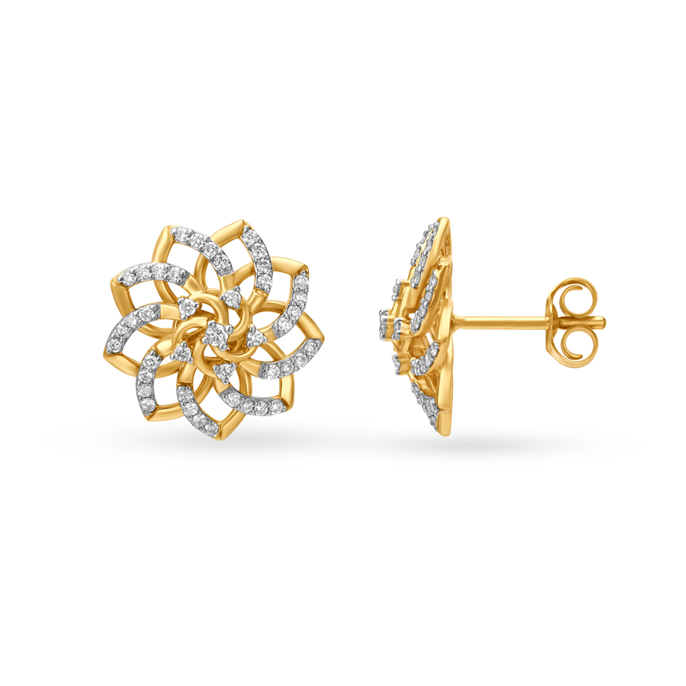 Floral Diamond Stud Earrings,,hi-res image number null