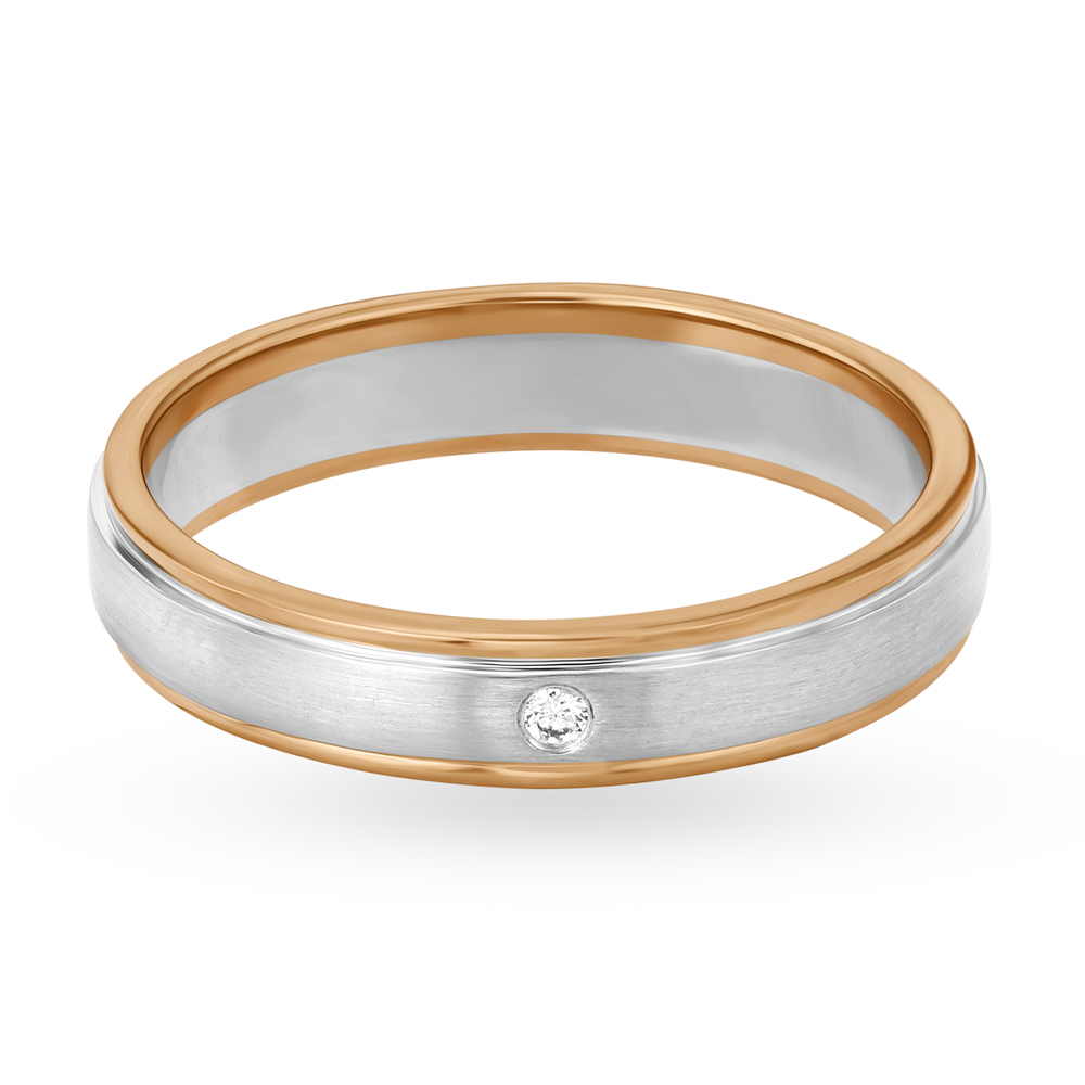 Glam 950 Pure Platinum And Rose Gold And Diamond Band Style Finger Ring,,hi-res image number null
