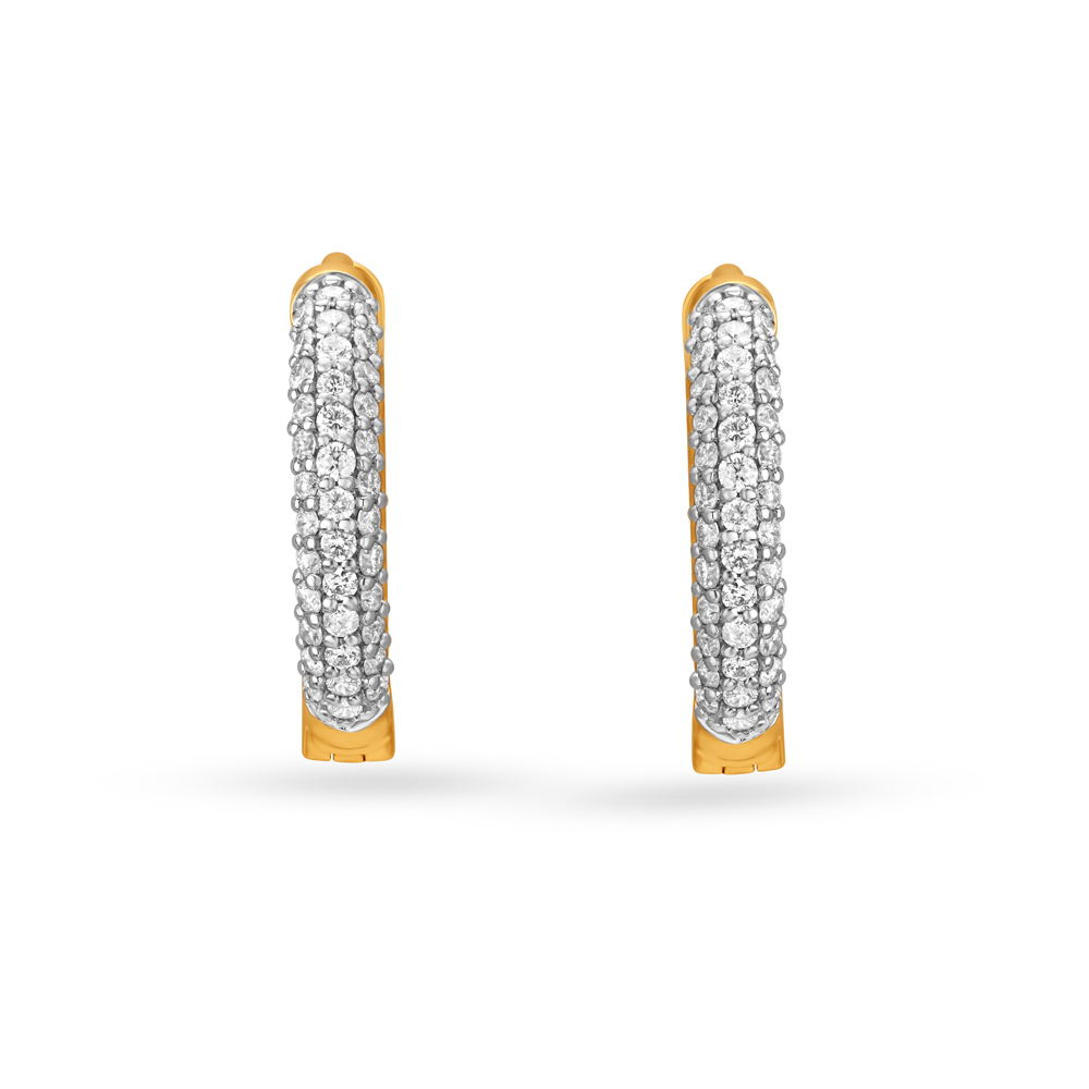Simply Stunning 18KT Gold Diamond Hoop Earrings,,hi-res image number null
