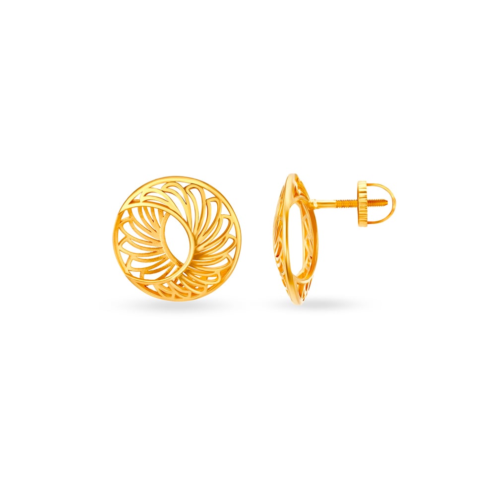 Circular Gold Stud Earrings,,hi-res image number null