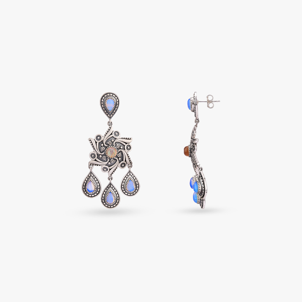 Celestial Bloom Silver Pendant and Earrings Set,,hi-res image number null
