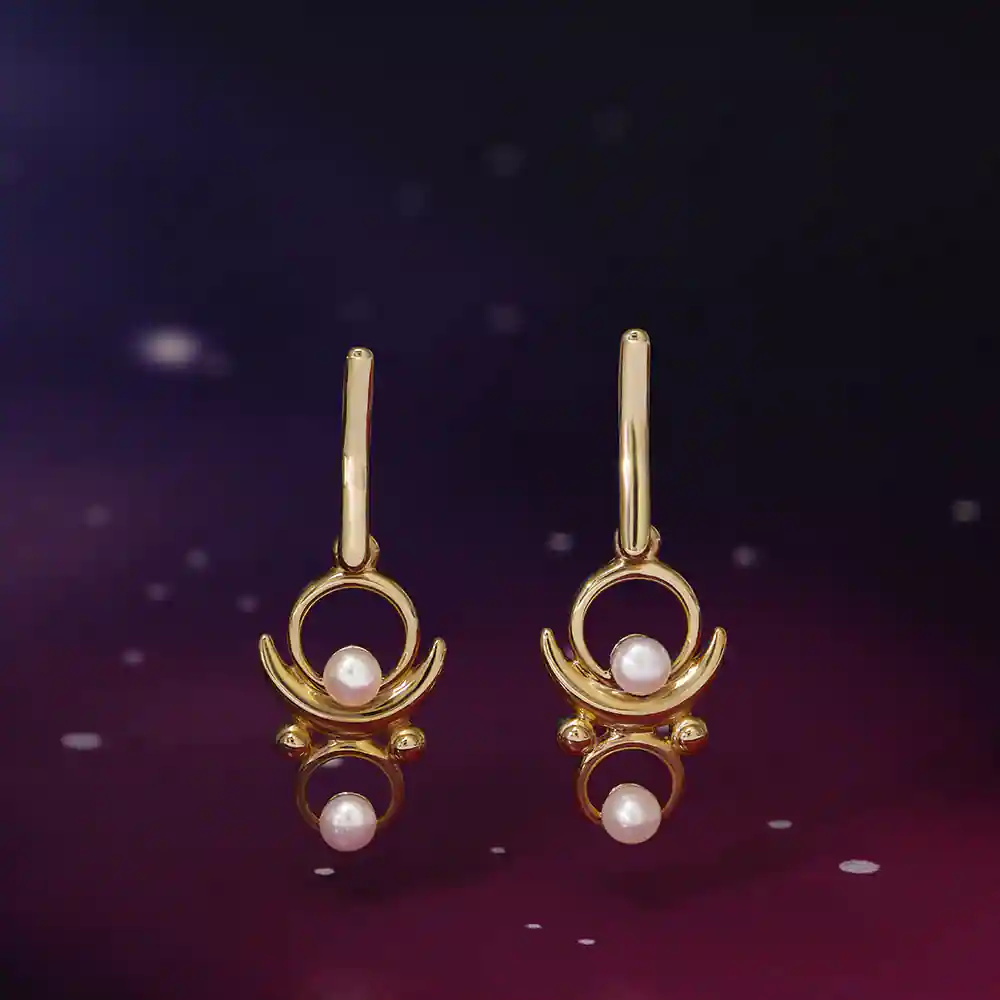 Moon shadow Melody 14KT Pearl Drop Earring,,hi-res image number null