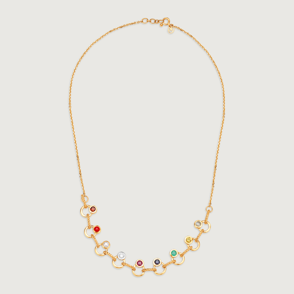Solar Symphony 14KT Navratna Necklace,,hi-res image number null