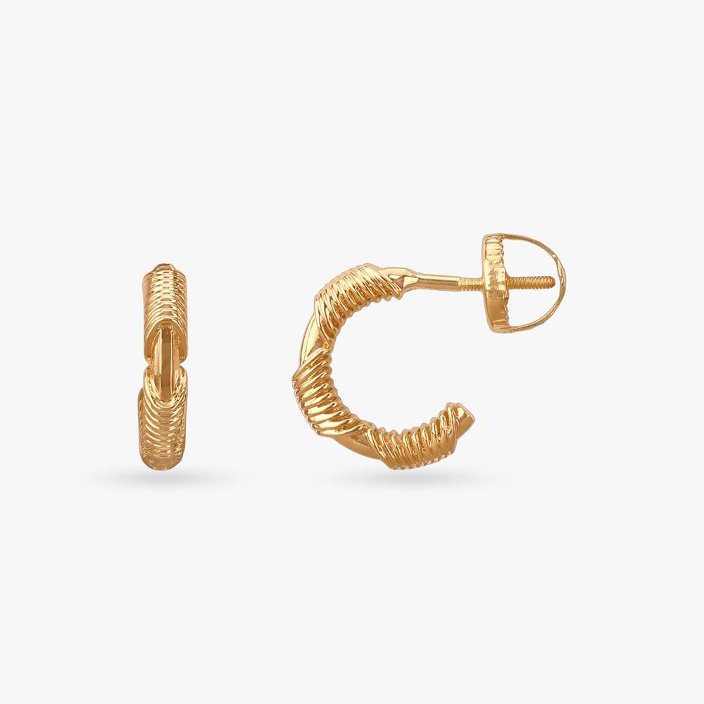 Twine Crest Gold Hoop Earrings,,hi-res image number null