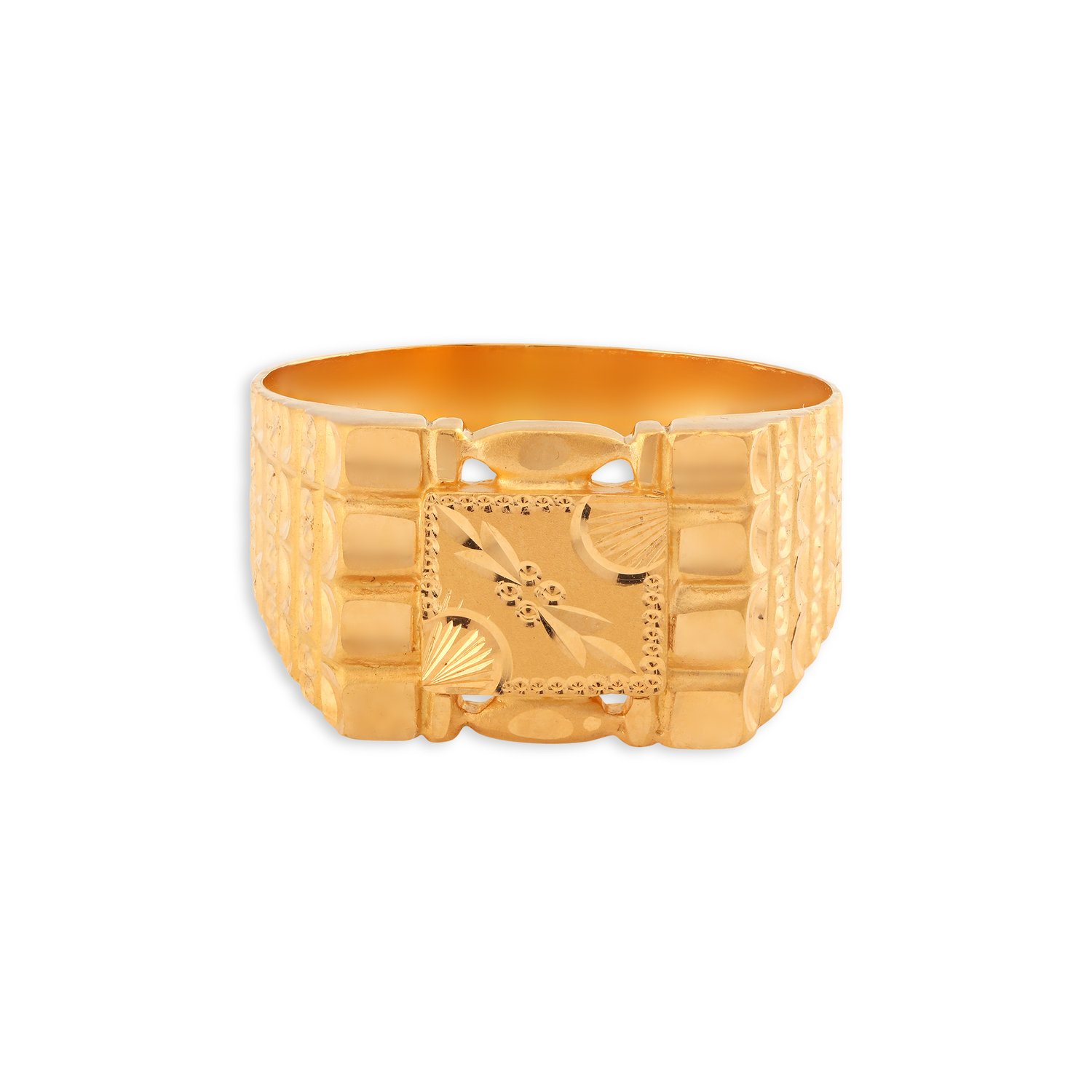 Dazzling 22 Karat Yellow Gold Grid Pattern Finger Ring,,hi-res image number null