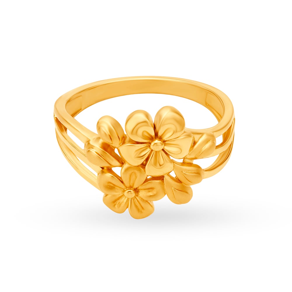 Contemporary Floral Pattern Gold Finger Ring,,hi-res image number null
