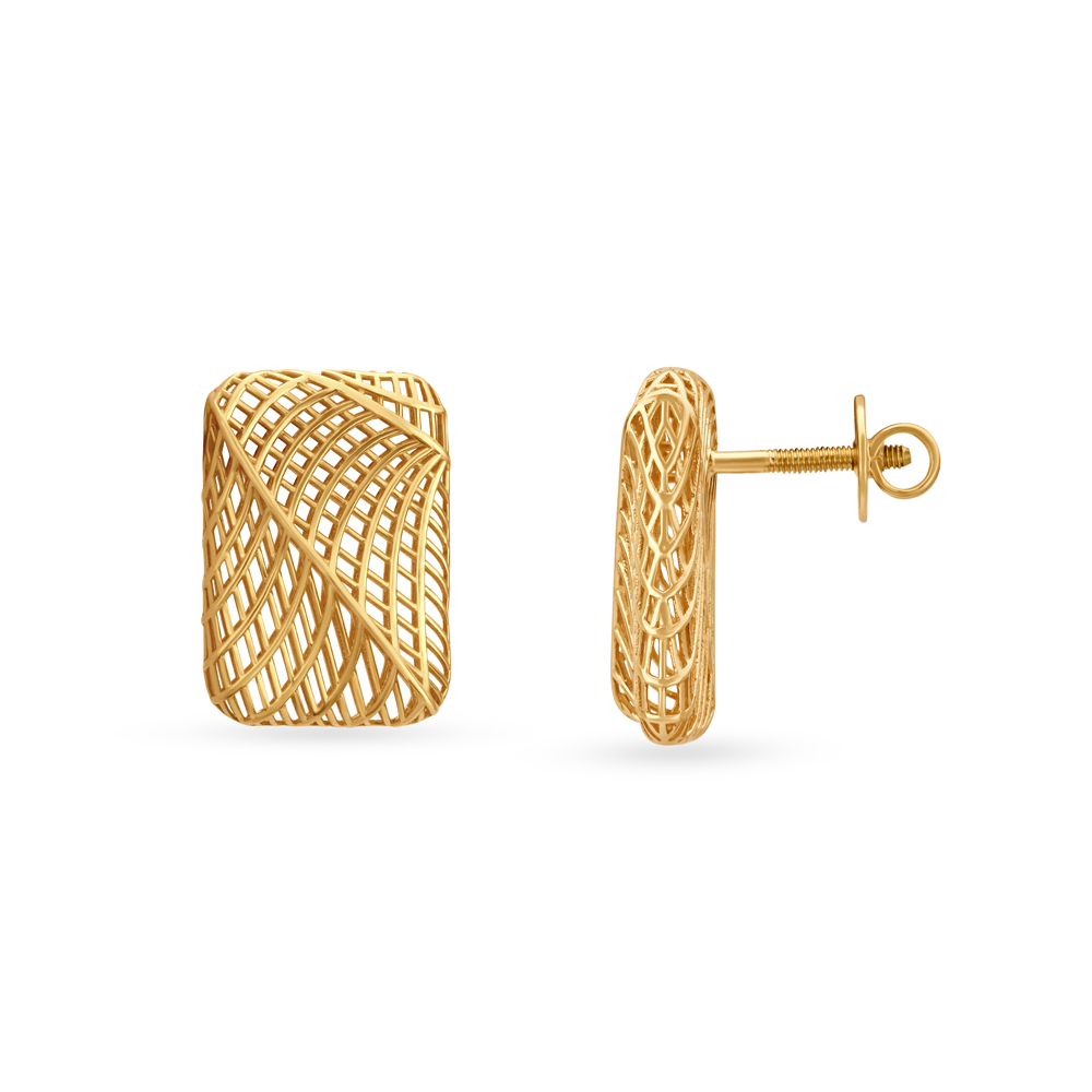 Enamouring Jali Work Gold Stud Earrings,,hi-res image number null