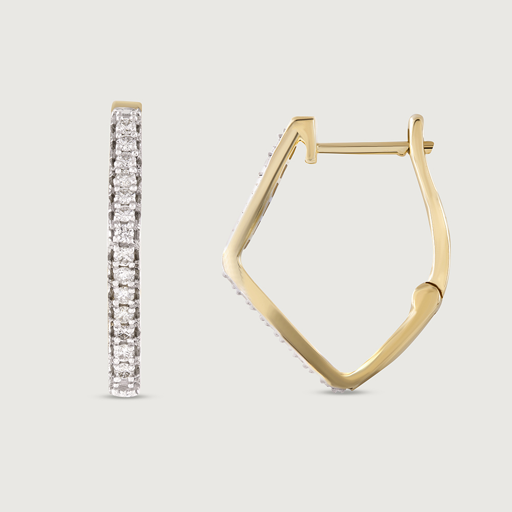 Chic Sleek Gold & Diamond Hoop Earrings,,hi-res image number null