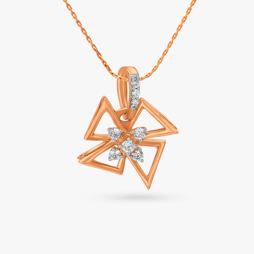 Abstract Petals Diamond Pendant and Earrings Set,,hi-res image number null