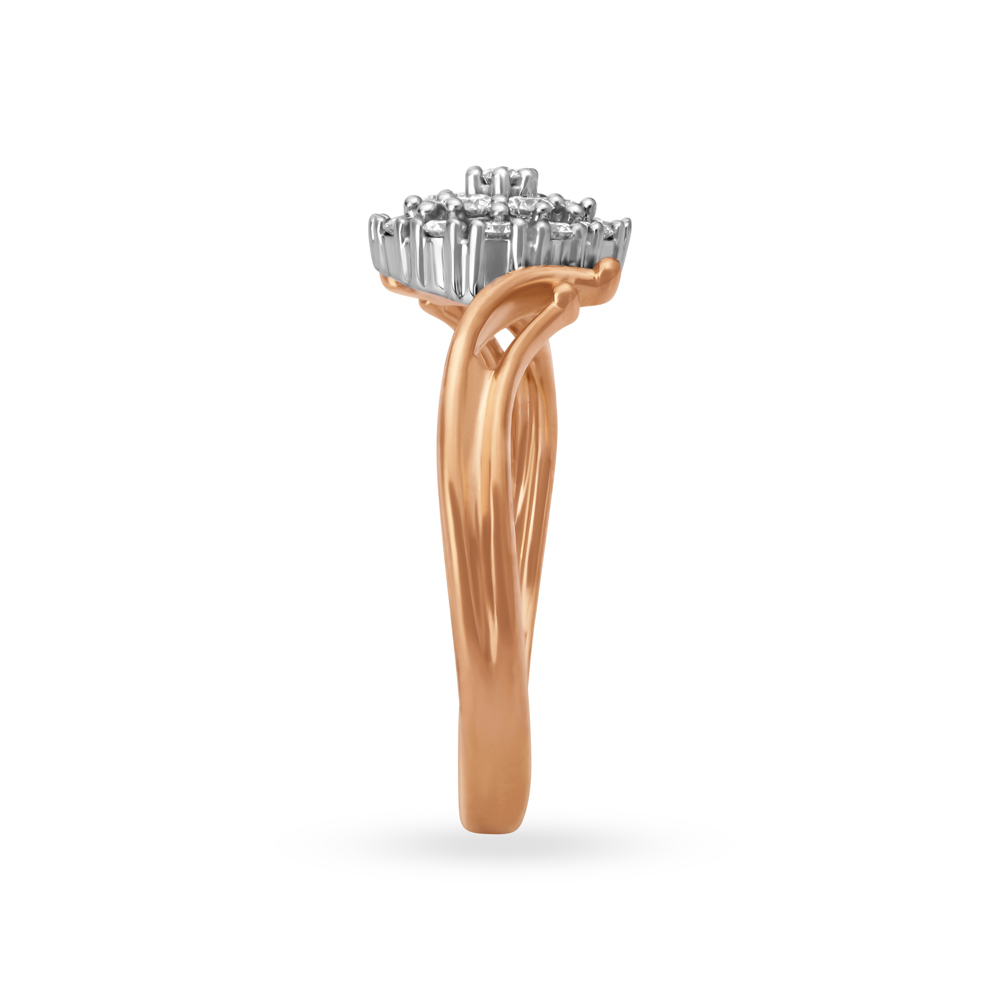 Exquisite Floral Diamond Ring in White and Rose Gold,,hi-res image number null