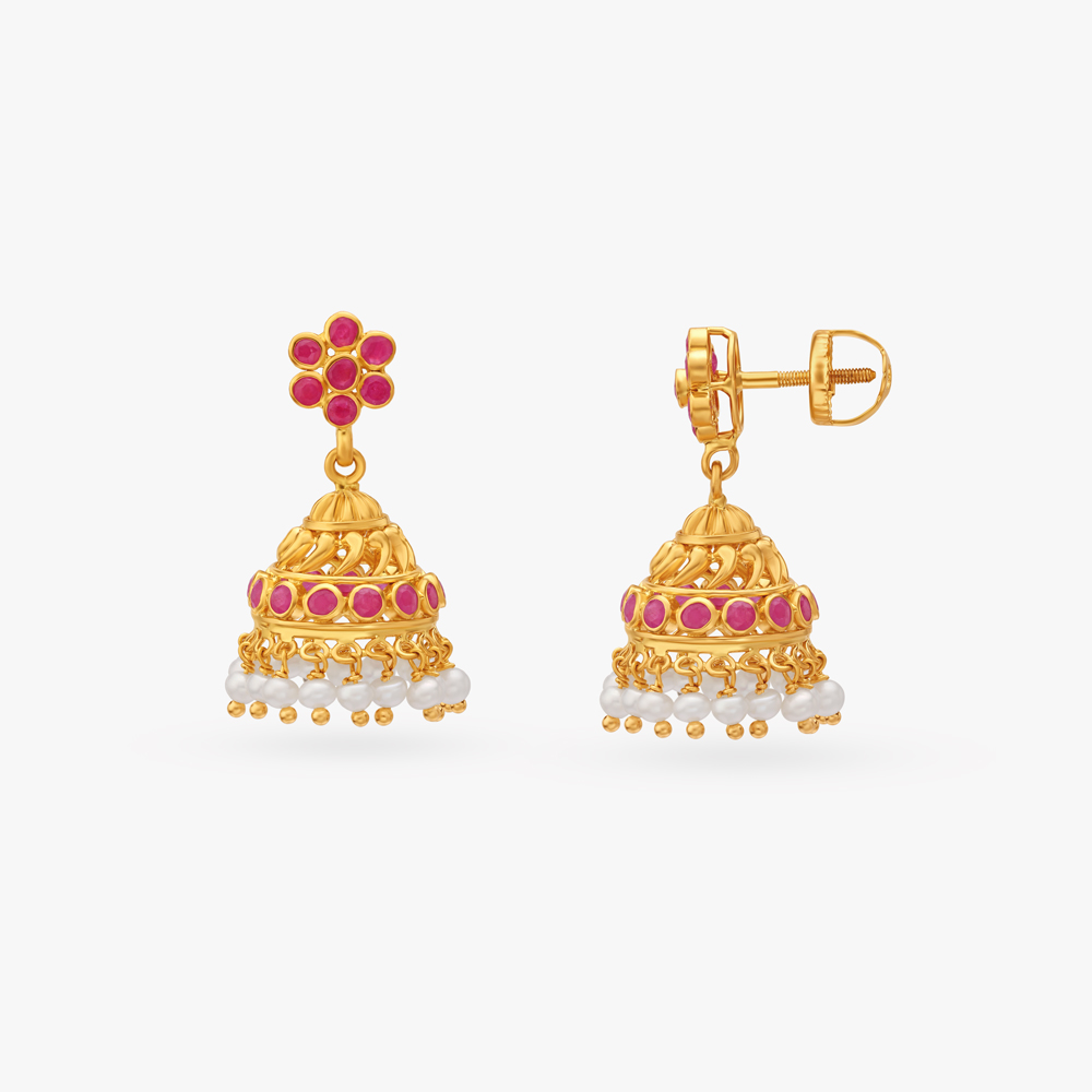 Elegant Swirl Jhumka Earrings,,hi-res image number null