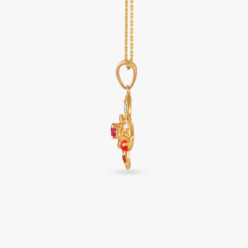 Ornate Navratna Diamond Pendant,,hi-res image number null